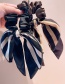 Fashion Black Fabric Rhinestone Edge Striped Color Matching Bow Pleated Hair Tie