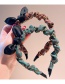 Fashion Green Satin Bow Checkered Chain Winding Headband