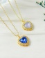 Fashion Blue Copper Inlaid Zirconium Heart Necklace