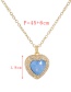 Fashion Blue Copper Inlaid Zirconium Heart Necklace