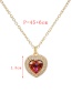 Fashion Color Copper Inlaid Zirconium Heart Necklace