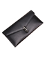 Fashion Black Cowhide Zipper Long Wallet
