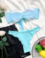 Fashion Blue Contrasting Knotted Wrapped Chest Split Swimsuit