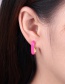 Fashion Pink Copper Drop Oil C-shaped Earrings