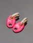 Fashion Pink Copper Drop Oil Diamond Pig Nose Ear Ring