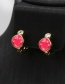 Fashion Rose Red Copper Drip Oil Smiley Earrings