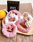 Fashion 7#pink Bow 5 Piece Set Plush Children's Bear Bowknot Flower Hair Tie Set