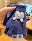 Fashion Gray Blue 1 Pair Children's Cartoon Five-fingered Bear Gloves
