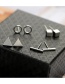 Fashion Gold Coloren Suit Geometric Square Triangle Round Word Earrings Set