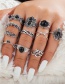 Fashion Silver Color Alloy Carved Geometric Ring Set