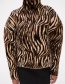Fashion Brown Zebra Print Turtleneck Sweater