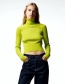 Fashion Green Ribbed Turtleneck Sweater