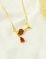 Fashion Red Copper Inlaid Zirconium Wine Glass Necklace