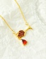 Fashion Red Copper Inlaid Zirconium Wine Glass Necklace