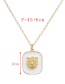 Fashion White Copper Drop Oil Square Lion Necklace