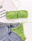 Fashion Green Solid Color Cross Halterneck Lace Split Swimsuit