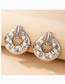 Fashion Silver Color Alloy Round Pearl Geometric Stud Earrings