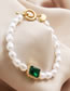 Fashion White Pearl Beaded Bracelet With Square Diamonds