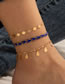 Fashion Gold Color Alloy Diamond Droplet Braided Three-layer Anklet