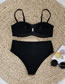Fashion Black Pure Hard Pack High Waist Split Swimsuit