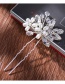 Fashion Silver Color Pearl Rhinestone Braided Flower Hairpin