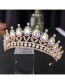 Fashion Gold Color Alloy Crown With Colored Diamonds