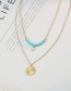 Fashion Gold Color Stainless Steel Green Pine Star Round Necklace