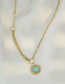 Fashion Gold Color Titanium Steel Round Turquoise Necklace