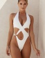 Fashion Design Seven Printed Cross Cutout One-piece Swimsuit