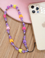 Fashion Purple Striped Round Beads Beaded Acrylic Butterfly Phone Chain