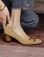 Fashion Apricot Square Toe Mid-heel Metal Buckle Shoes