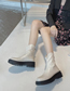 Fashion Brown Platform Round Toe Back Zip Mid-heel Boots