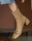 Fashion Brown Wool Knit Stretch Block Heel Ankle Boots