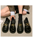 Fashion Matte Black Pu Chain Embellished Chunky Heel Shoes