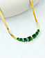 Fashion Green Stainless Steel Diamond Snake Bone Necklace