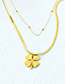 Fashion Gold Stainless Steel Snake Bone Chain Flower Double Necklace
