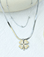 Fashion Gold Stainless Steel Snake Bone Chain Flower Double Necklace