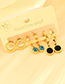 Fashion Gold Stainless Steel Letter Eye Ear Ring Set