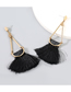 Fashion Black Alloy Resin Semicircular Tassel Earrings