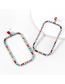 Fashion Red Alloy Inlaid Colored Diamond Rectangular Earrings