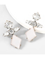 Fashion Pink Alloy Inlaid Rhinestone Geometric Diamond Earrings