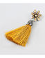 Fashion Yellow Alloy Diamond Acrylic Flower Tassel Earrings