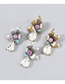 Fashion Silver Color Alloy Flower Geometric Glass Stud Earrings