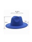 Fashion Royal Blue + Camel Double-sided Colorblock Woolen Wide Brim Jazz Hat