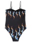 Fashion Section 1 Printed Cutout Swimsuit