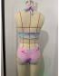 Fashion Figure 1 Tie-dye Halterneck Strap Split Swimsuit