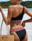 Fashion Black Solid Color One-shoulder Strap Split Swimsuit