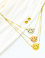 Fashion Color Stainless Steel Hollow Smiley Face Earring Necklace Set