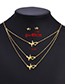 Fashion Gold Stainless Steel Ecg Heart Earrings Necklace Set
