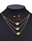 Fashion Color Stainless Steel Hollow Crown Stud Necklace Set